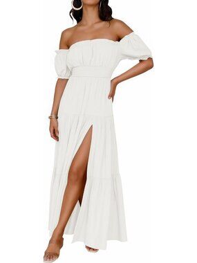 Boho Off Shoulder Maxi Dress for Women - Summer Fashion, Flowy & Stylish